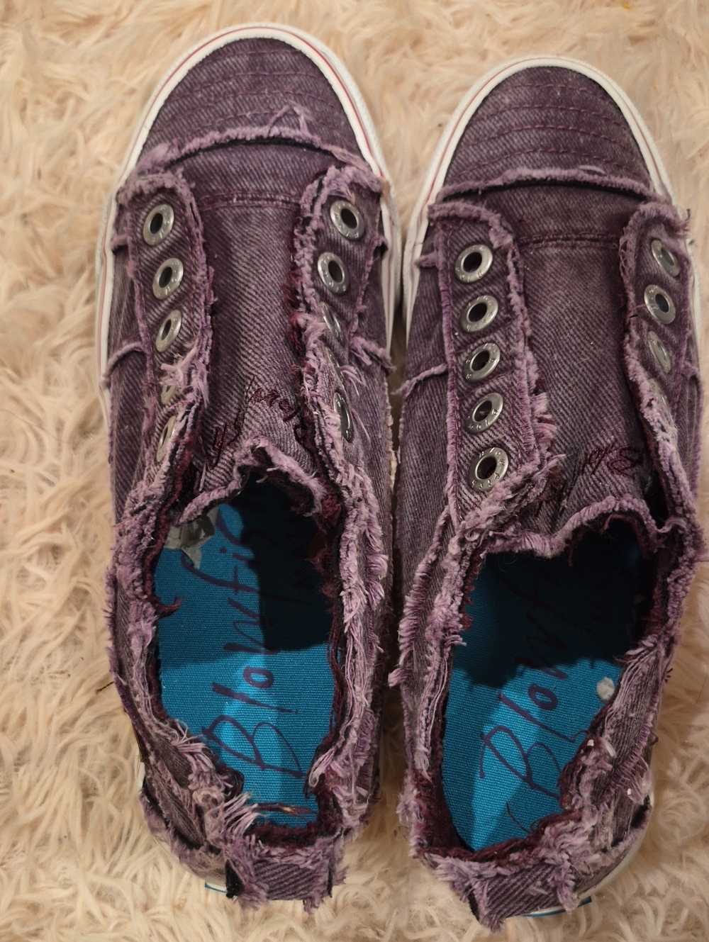 Blowfish Frayed Slip-On Sneakers — Plum
